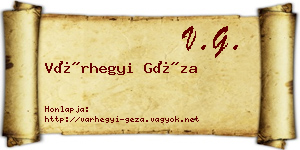 Várhegyi Géza névjegykártya