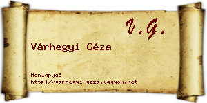 Várhegyi Géza névjegykártya